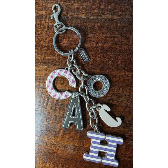 COACH Letter Charm Keychain Fob